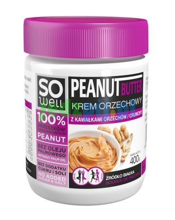 Krem orzechowy 100% z kawałkami orzechów crunchy 400g Sowell