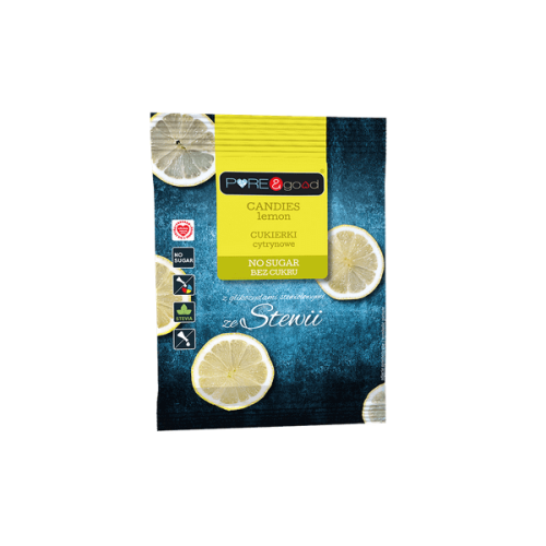 Cukierki cytrynowe bez cukru 50g Pure&Good